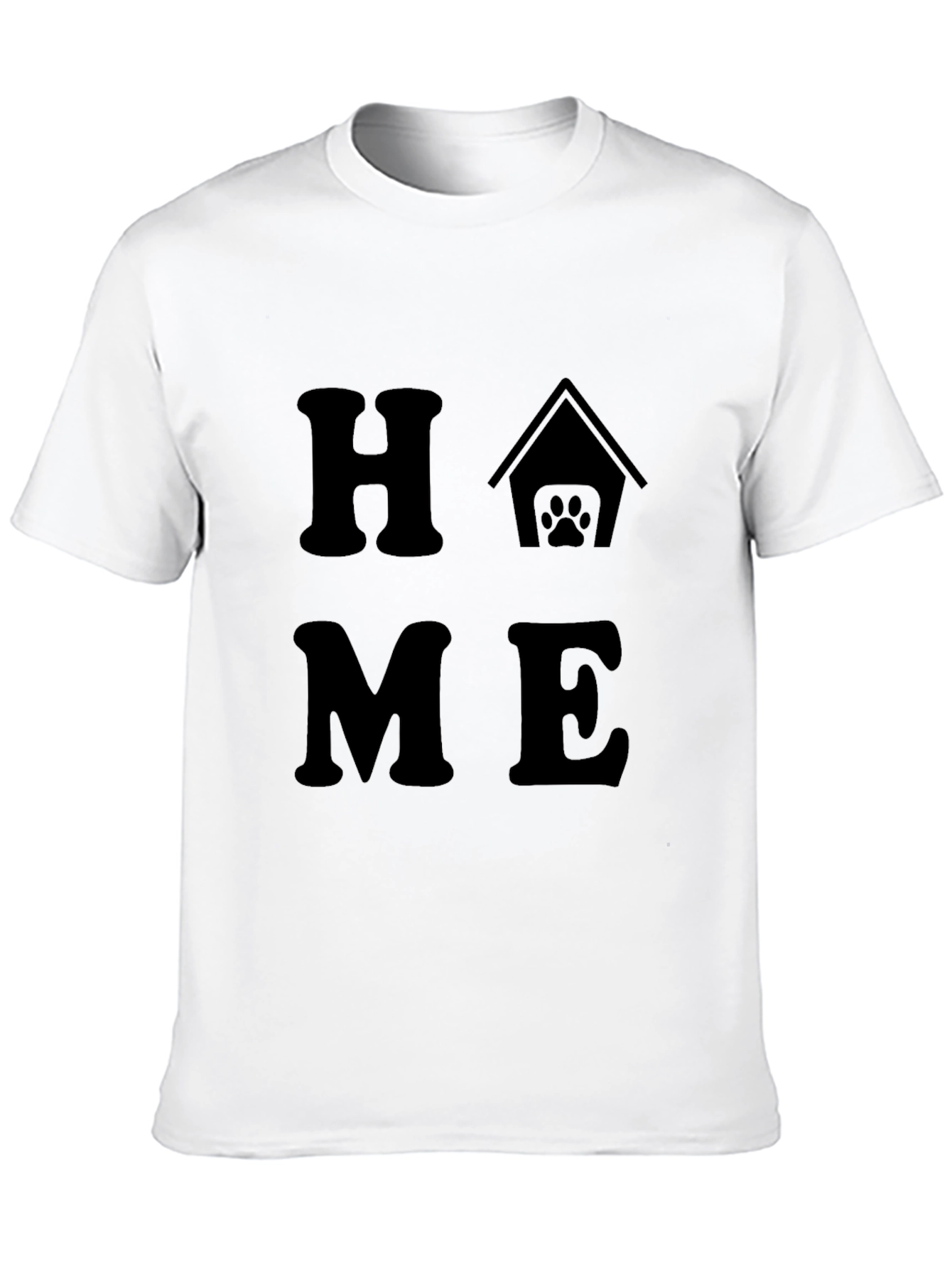Home Dog Paw Graphic Tee - Black Cotton T-Shirt