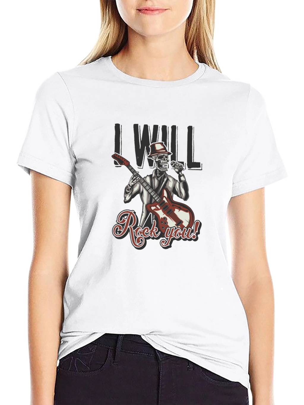 Rocking Skeleton Graphic Black T-Shirt