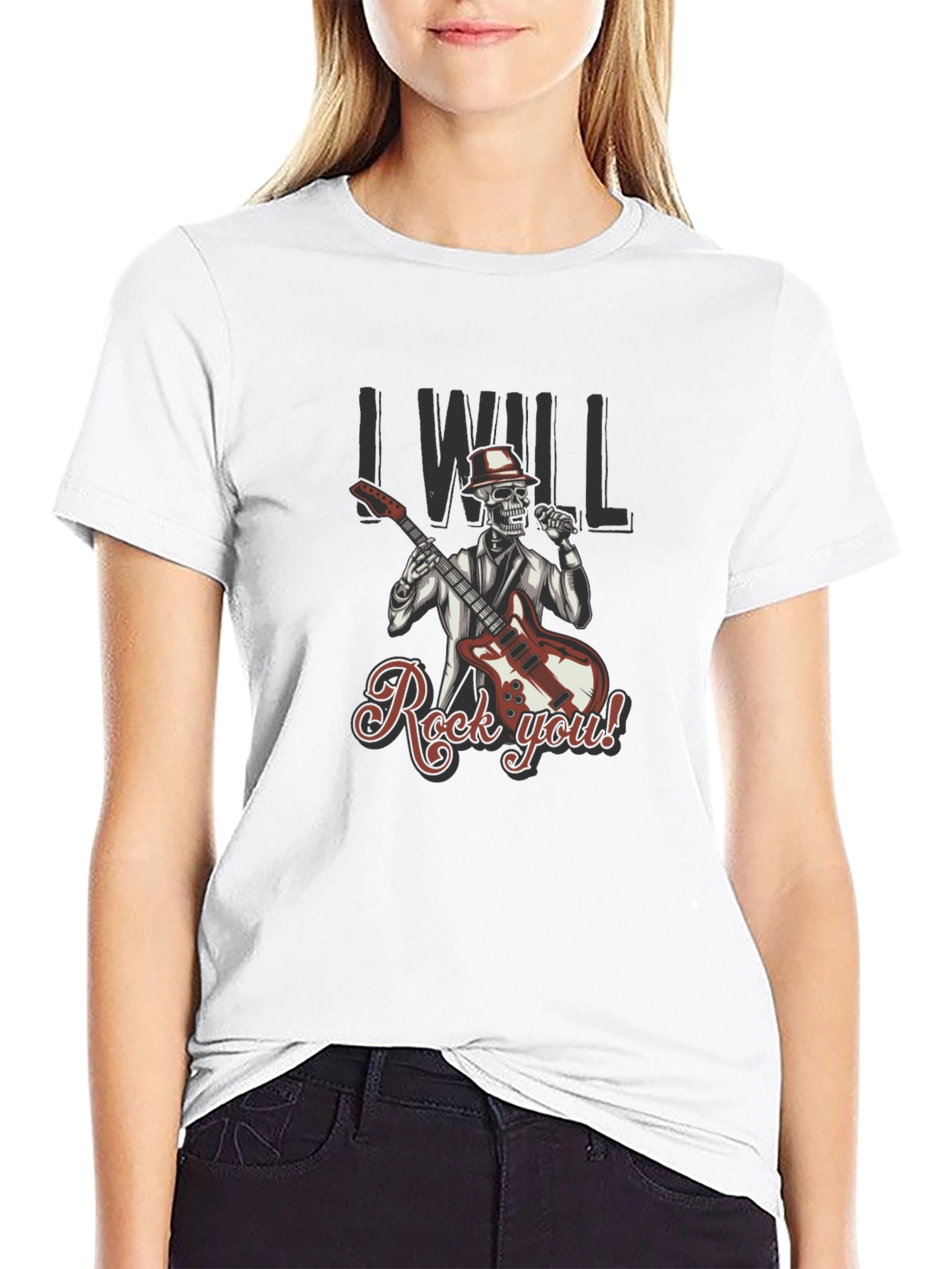 Rocking Skeleton Graphic Black T-Shirt