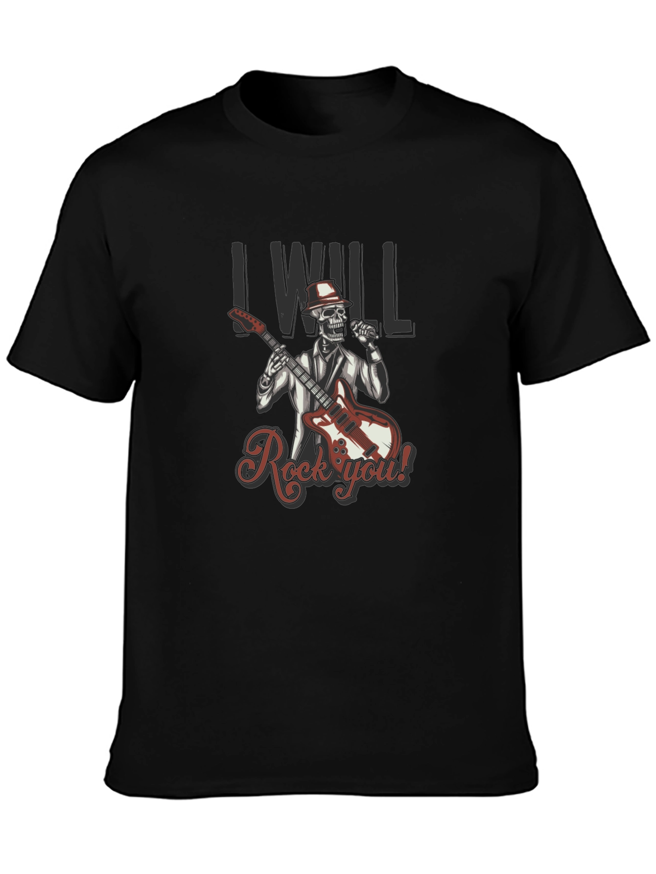 Rocking Skeleton Graphic Black T-Shirt