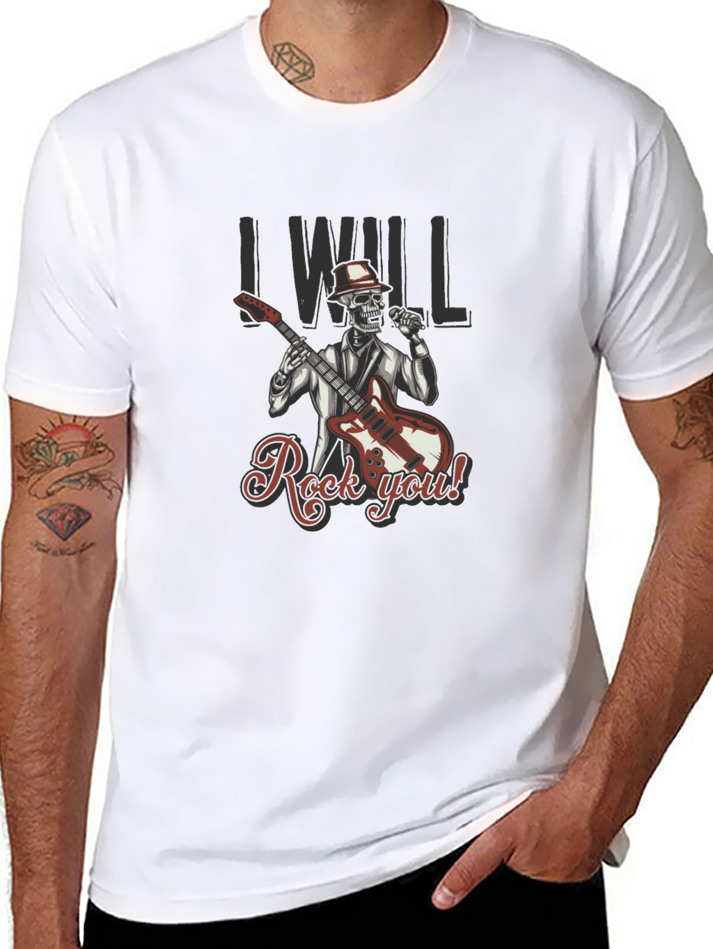 Rocking Skeleton Graphic Black T-Shirt