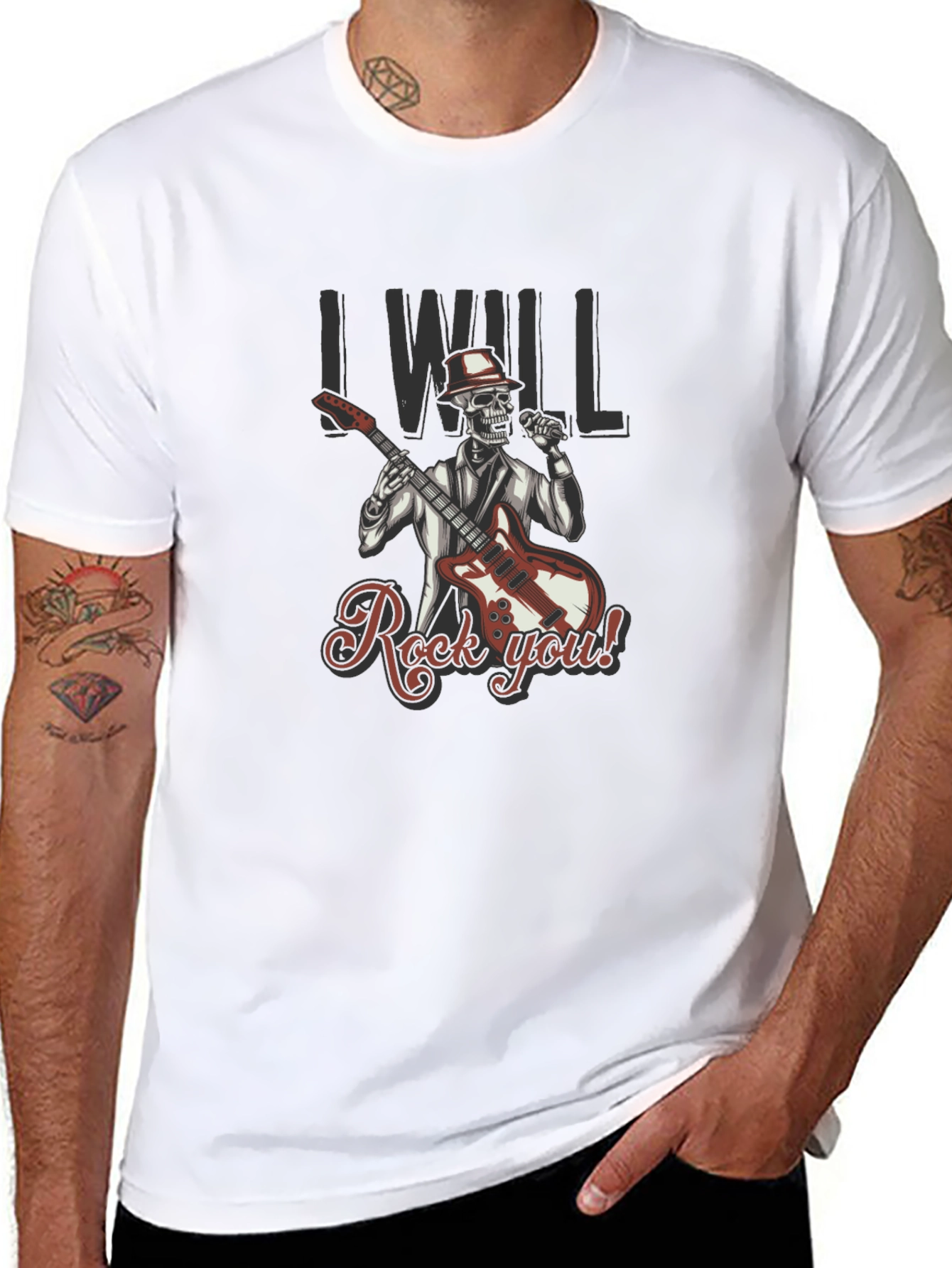 Rocking Skeleton Graphic Black T-Shirt
