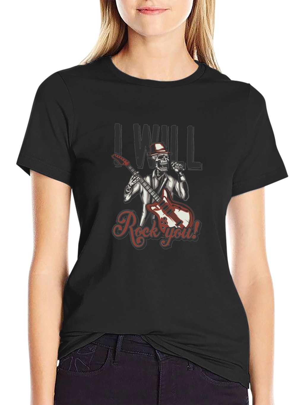 Rocking Skeleton Graphic Black T-Shirt
