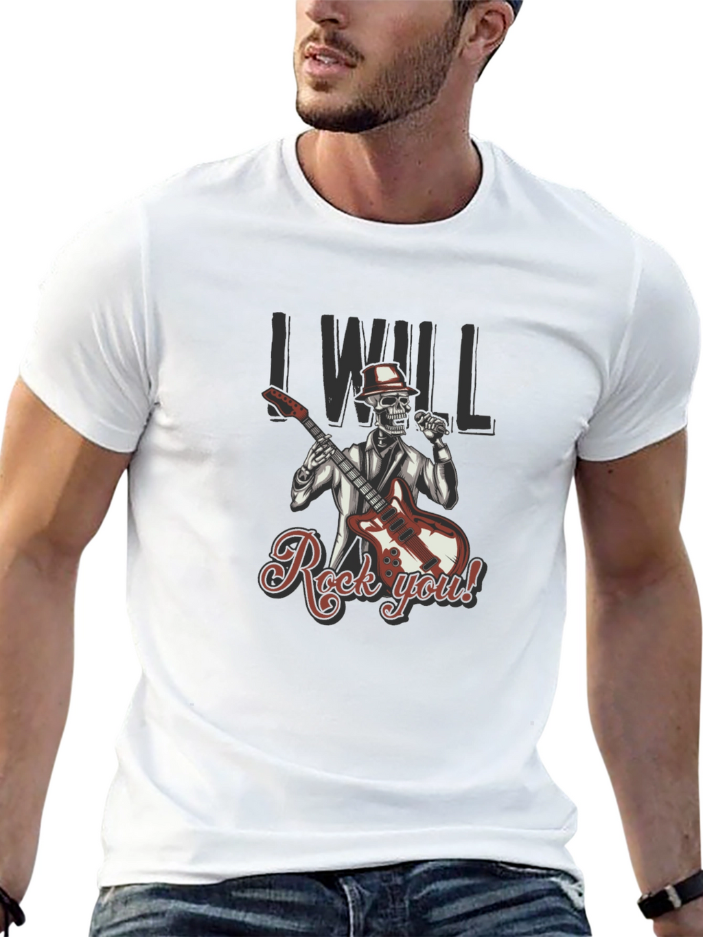 Rocking Skeleton Graphic Black T-Shirt