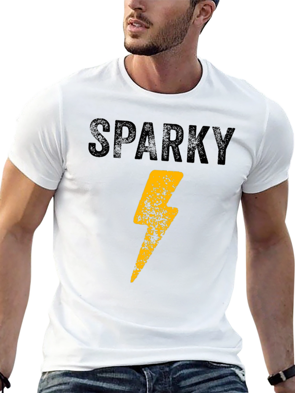 Sparky Lightning Bolt Graphic Tee - Mens Black T-Shirt