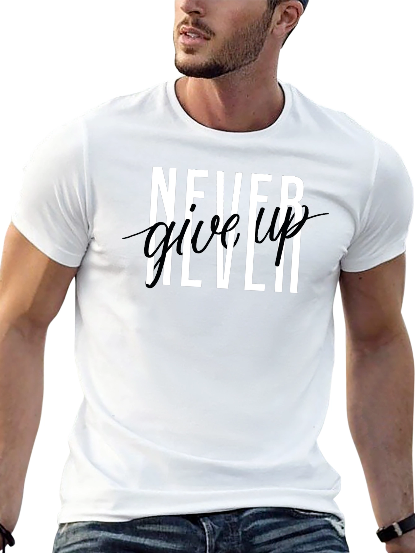 Never Give Up Graphic Tee - Black T-Shirt