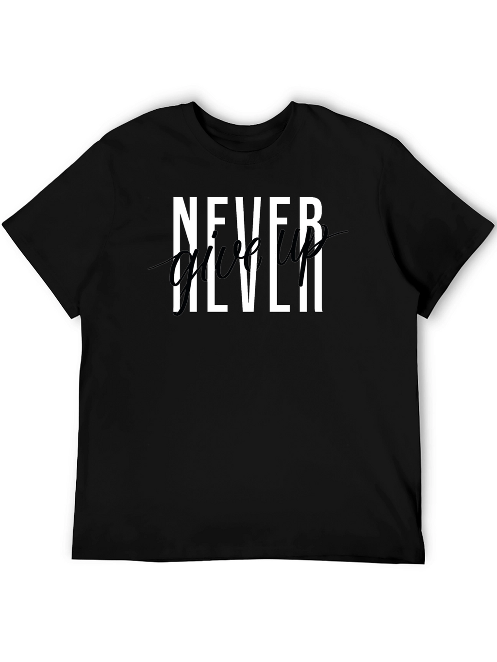 Never Give Up Graphic Tee - Black T-Shirt