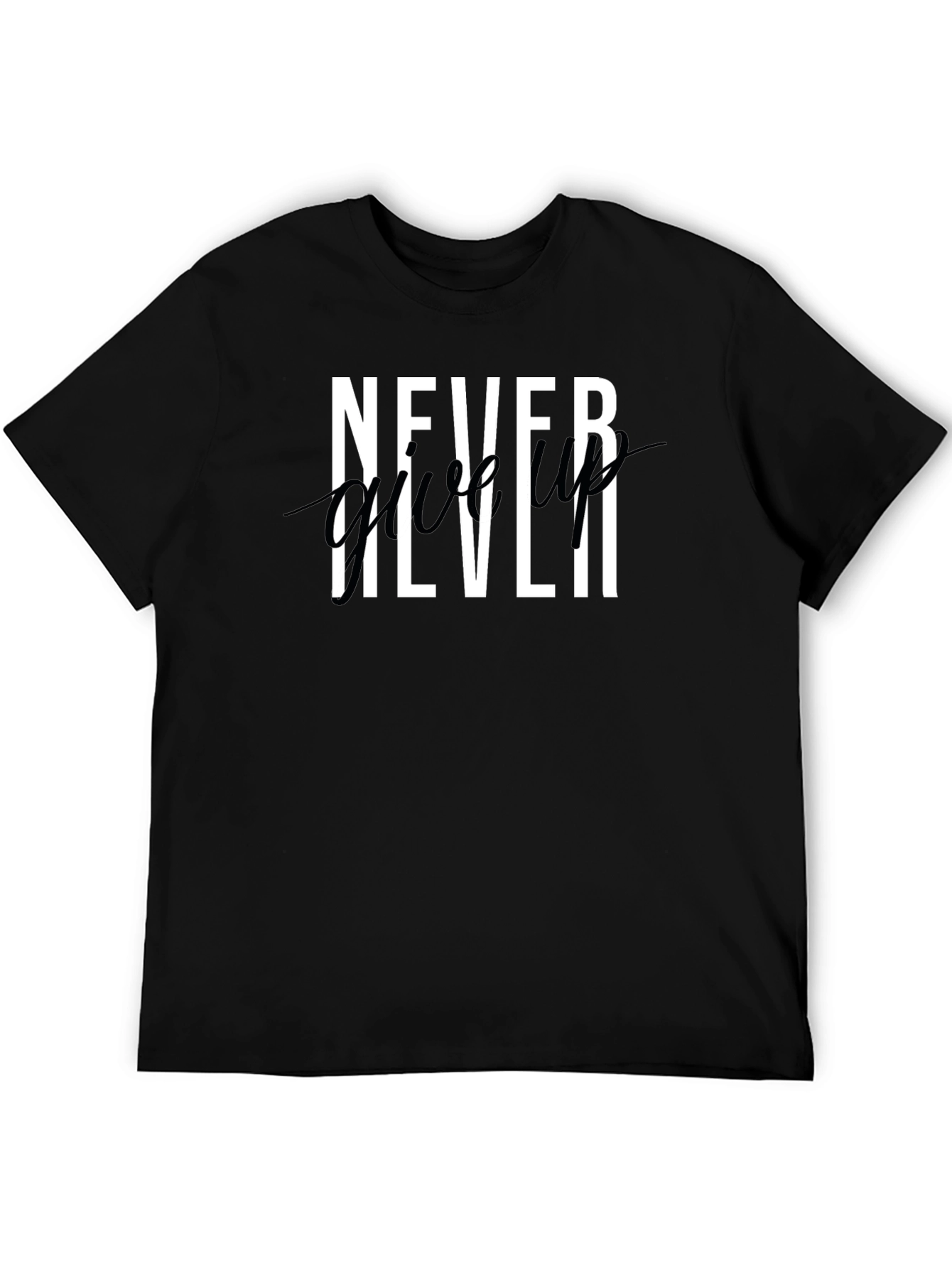 Never Give Up Graphic Tee - Black T-Shirt