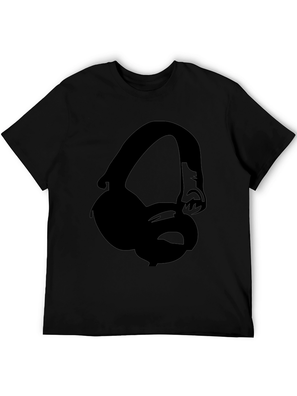 Headphone Graphic Tee - Black Crew Neck T-Shirt