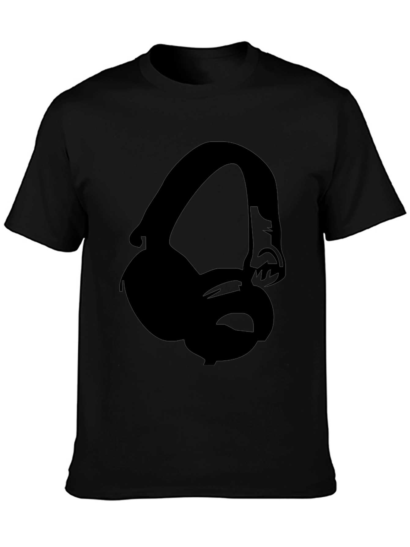 Headphone Graphic Tee - Black Crew Neck T-Shirt