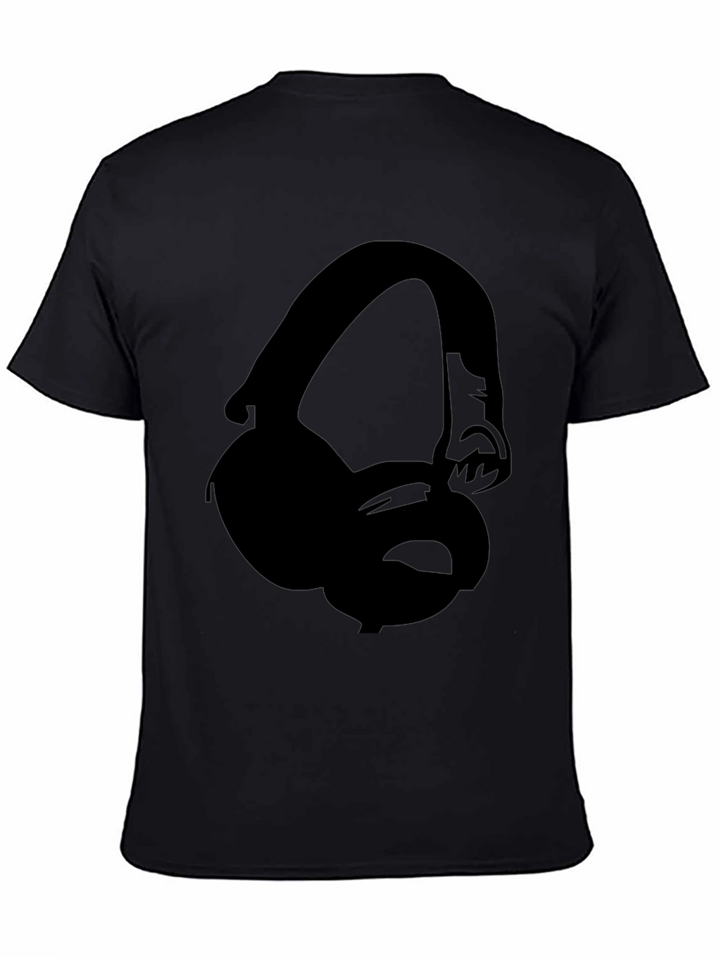 Headphone Graphic Tee - Black Crew Neck T-Shirt
