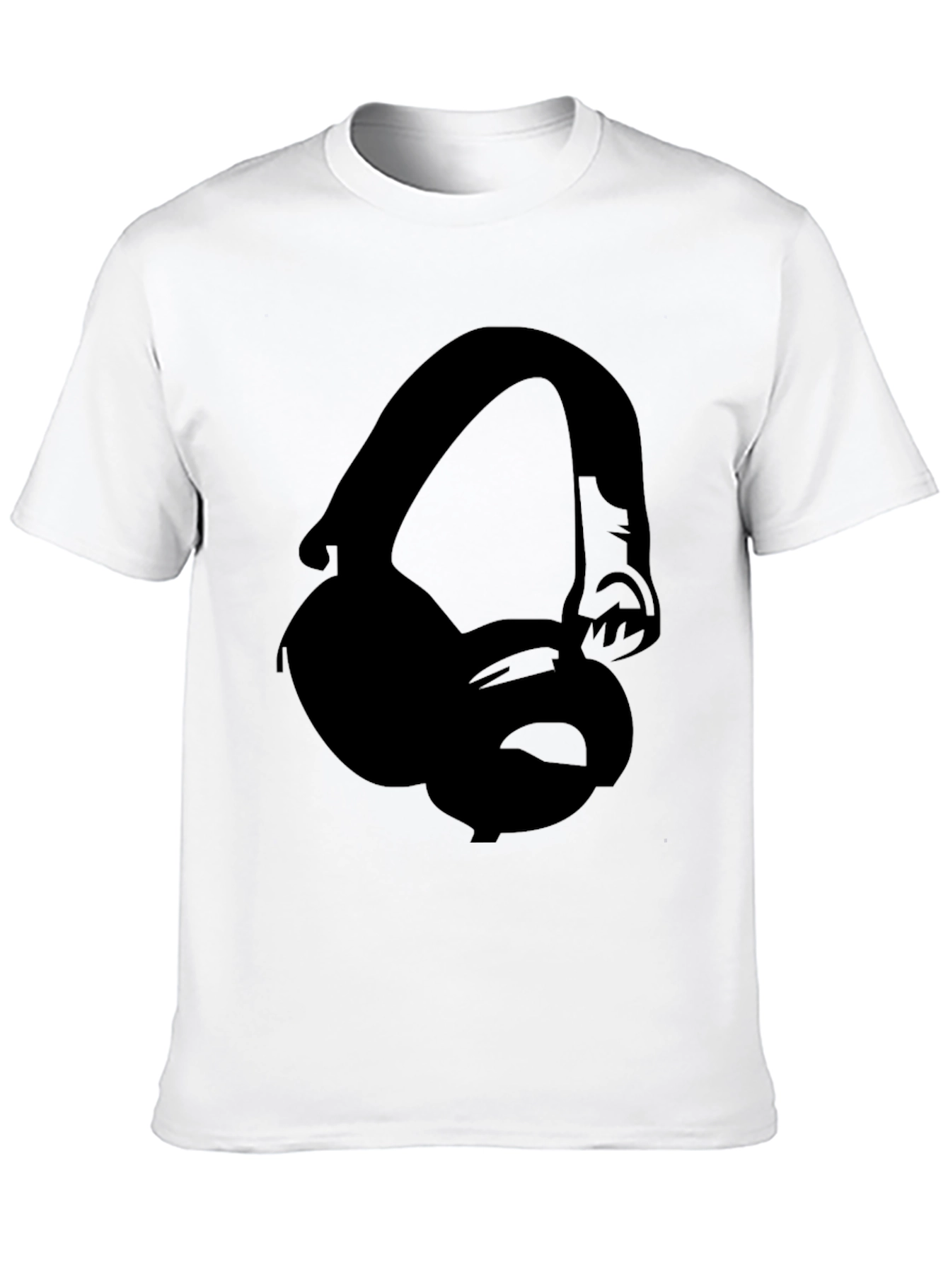 Headphone Graphic Tee - Black Crew Neck T-Shirt
