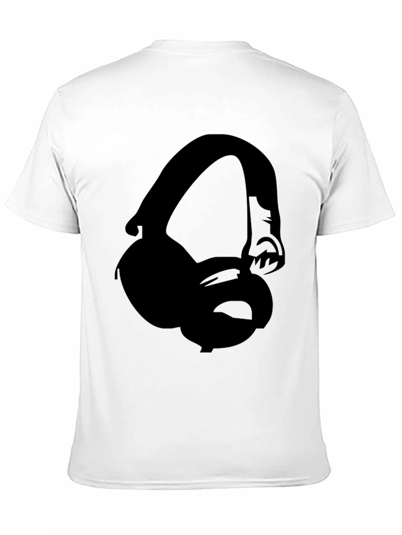 Headphone Graphic Tee - Black Crew Neck T-Shirt