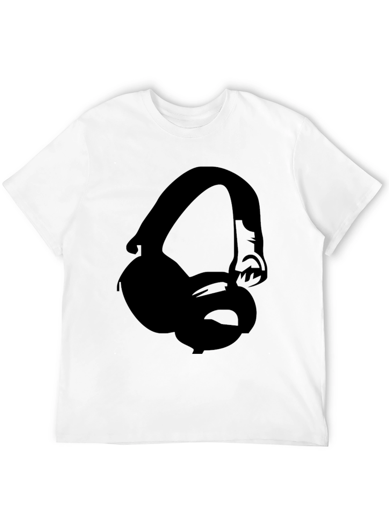 Headphone Graphic Tee - Black Crew Neck T-Shirt