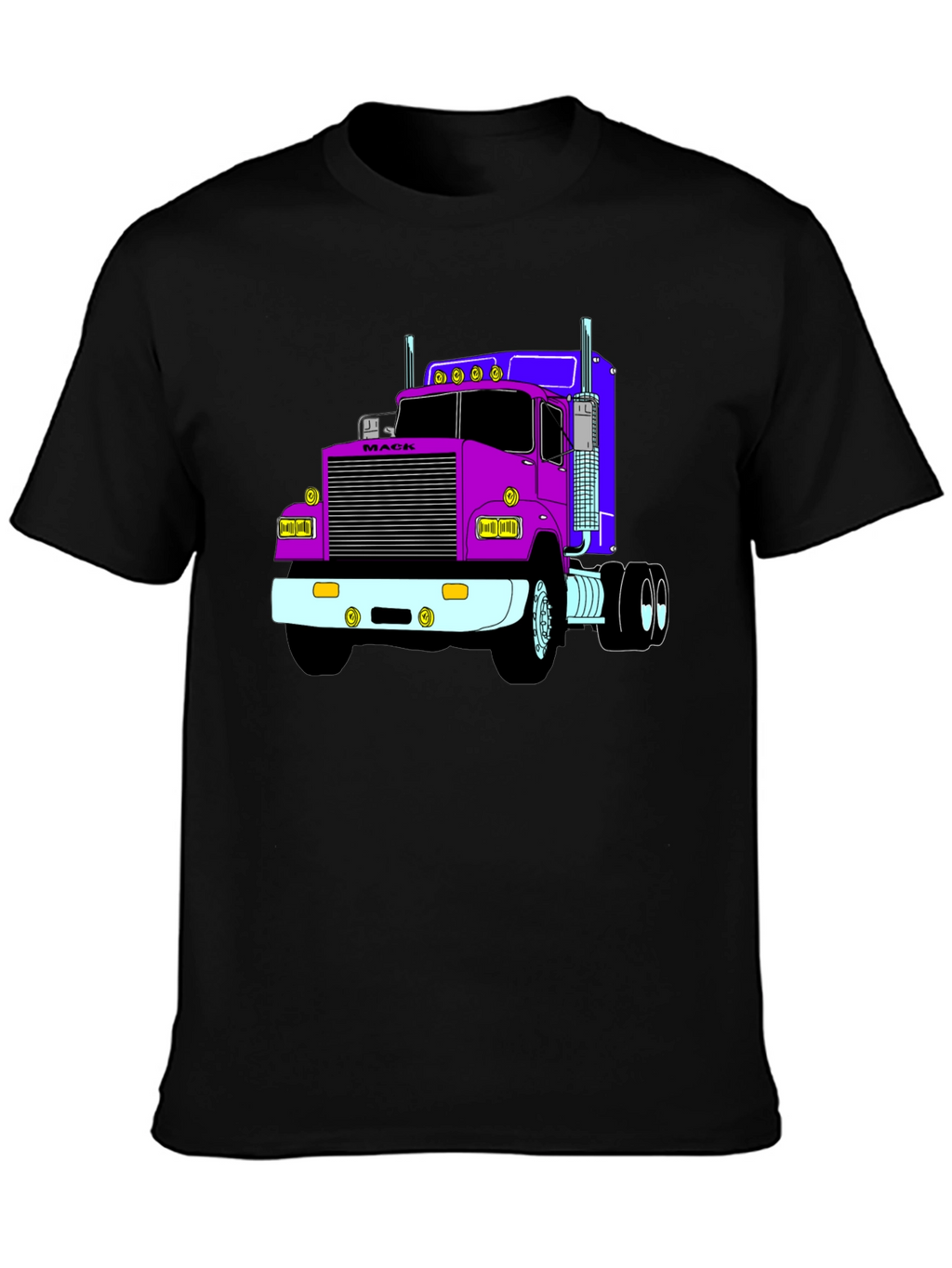 Truck Graphic Tee - Black Cotton Blend T-Shirt