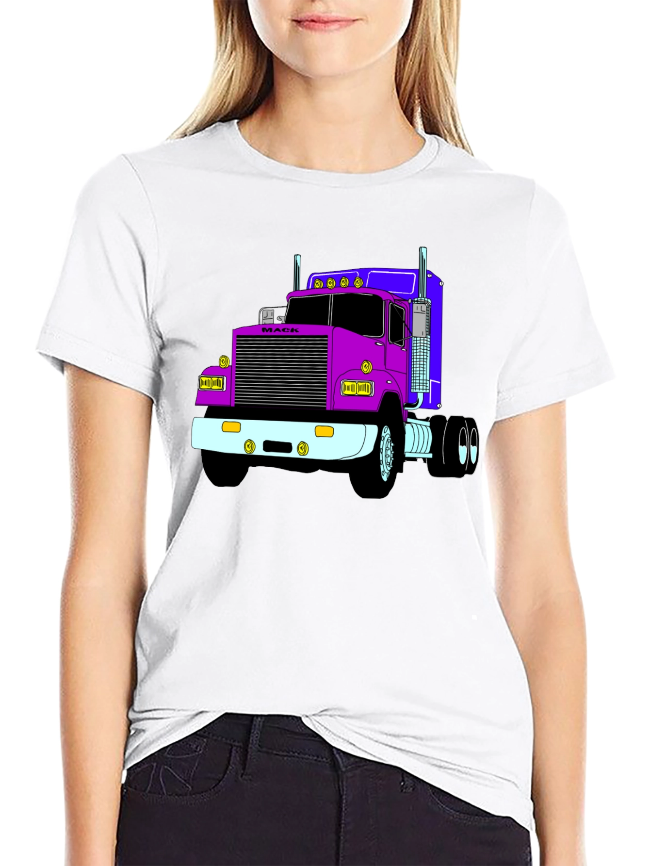 Truck Graphic Tee - Black Cotton Blend T-Shirt