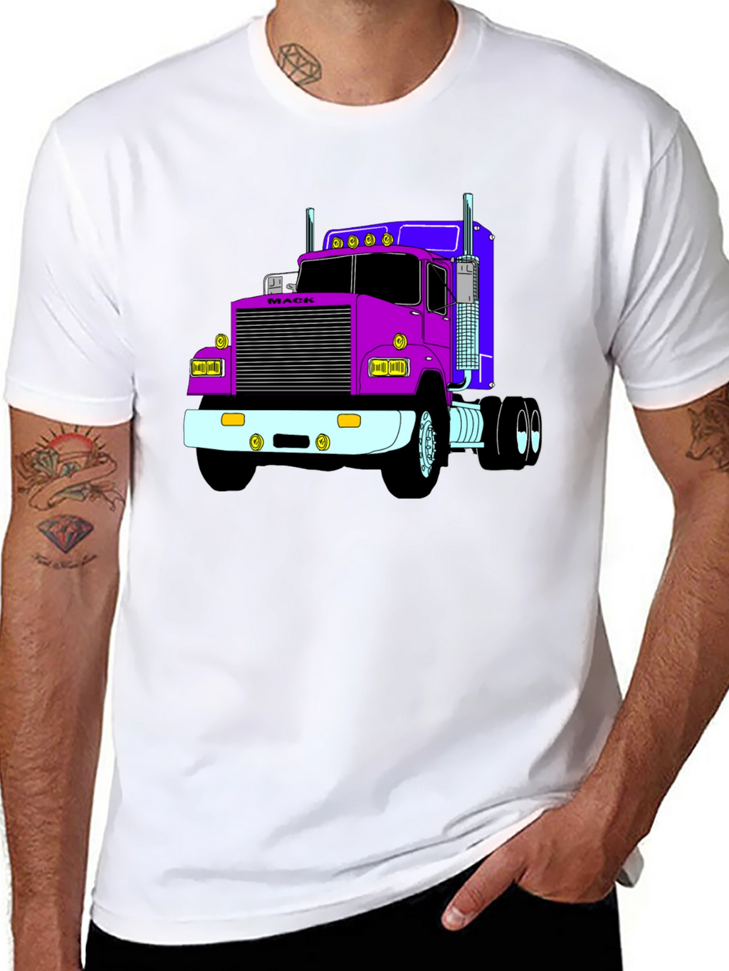 Truck Graphic Tee - Black Cotton Blend T-Shirt