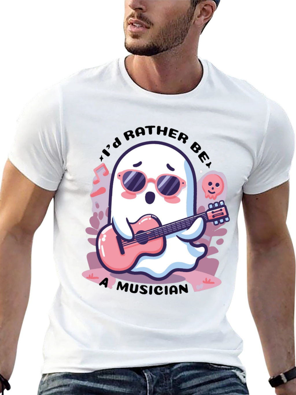 Ghost Musician Graphic Tee - Cool & Unique