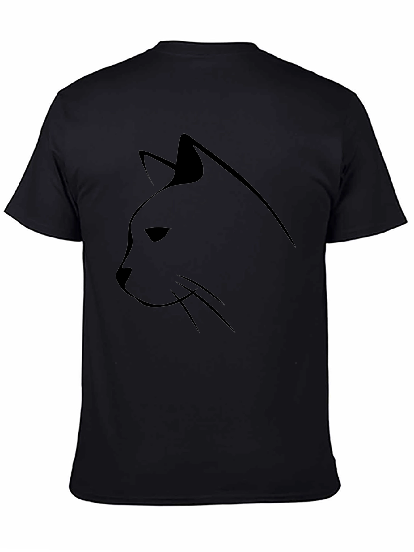 Minimalist Cat Silhouette Black T-Shirt