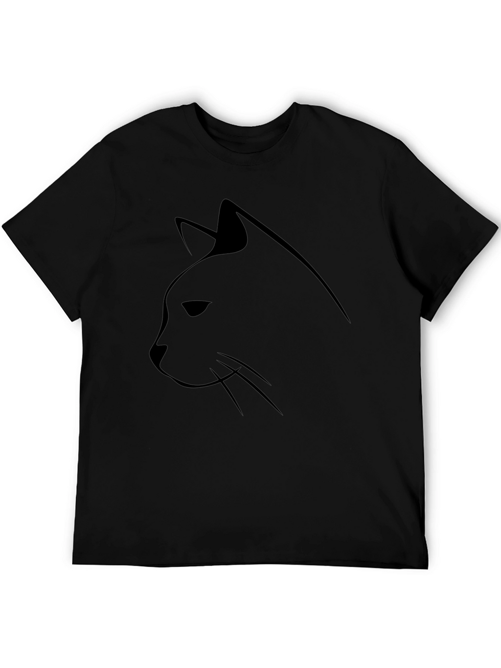 Minimalist Cat Silhouette Black T-Shirt