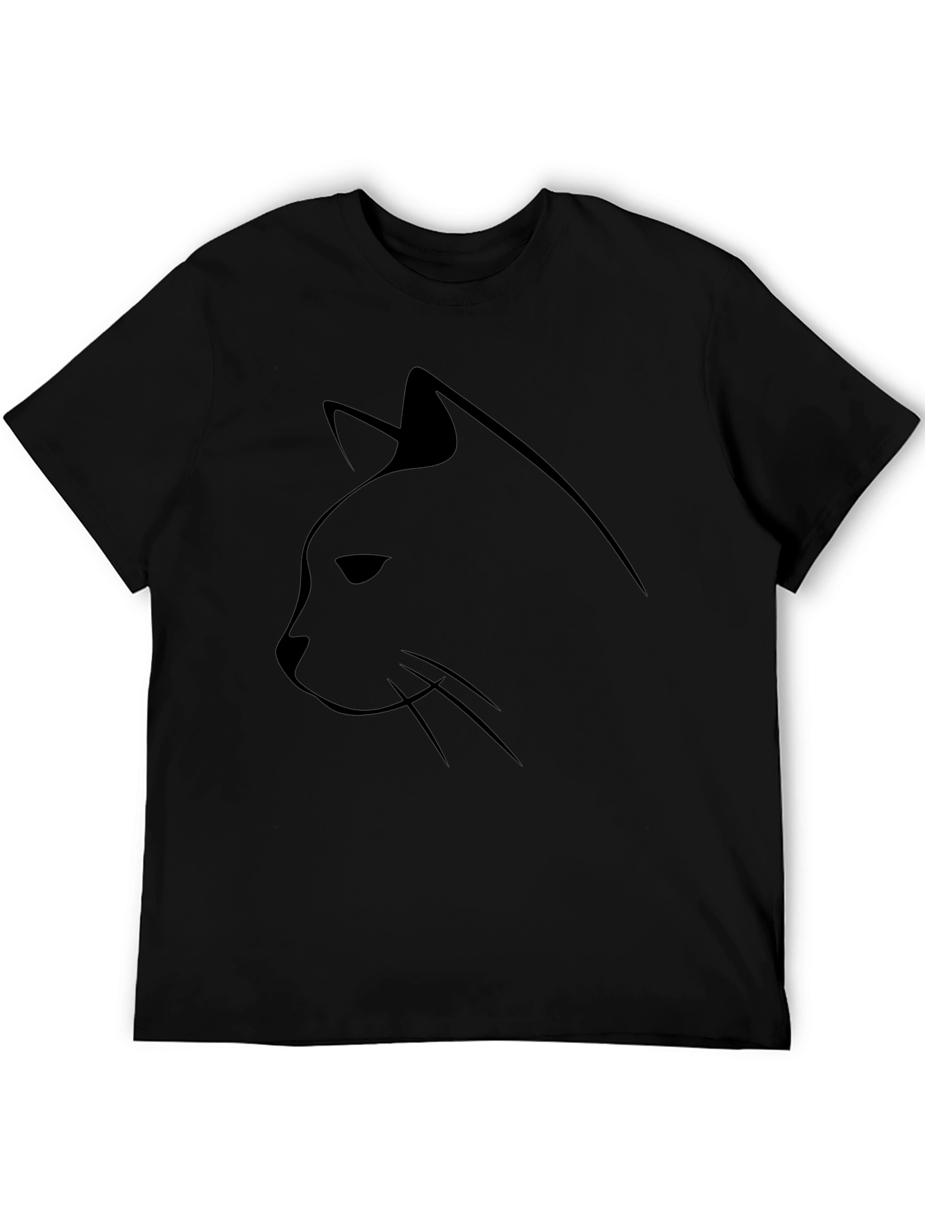 Minimalist Cat Silhouette Black T-Shirt