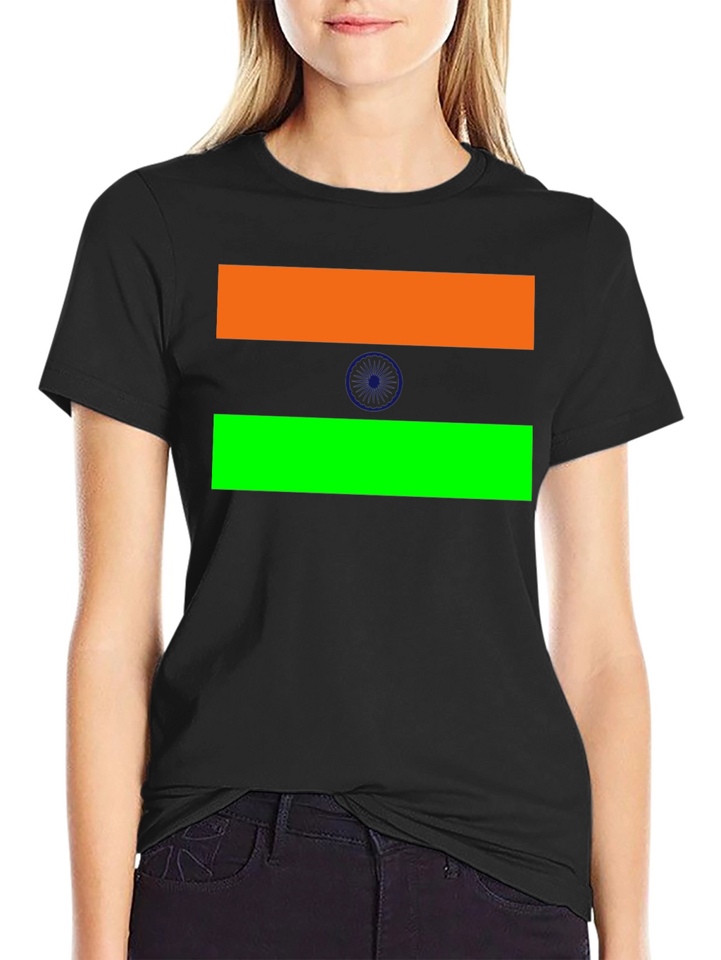 India Flag T-Shirt Black Cotton Tee
