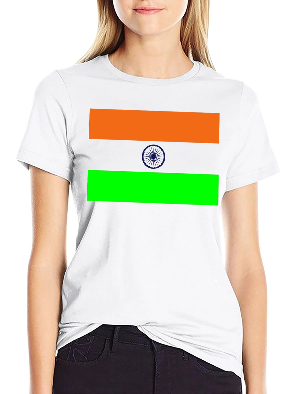 India Flag T-Shirt Black Cotton Tee