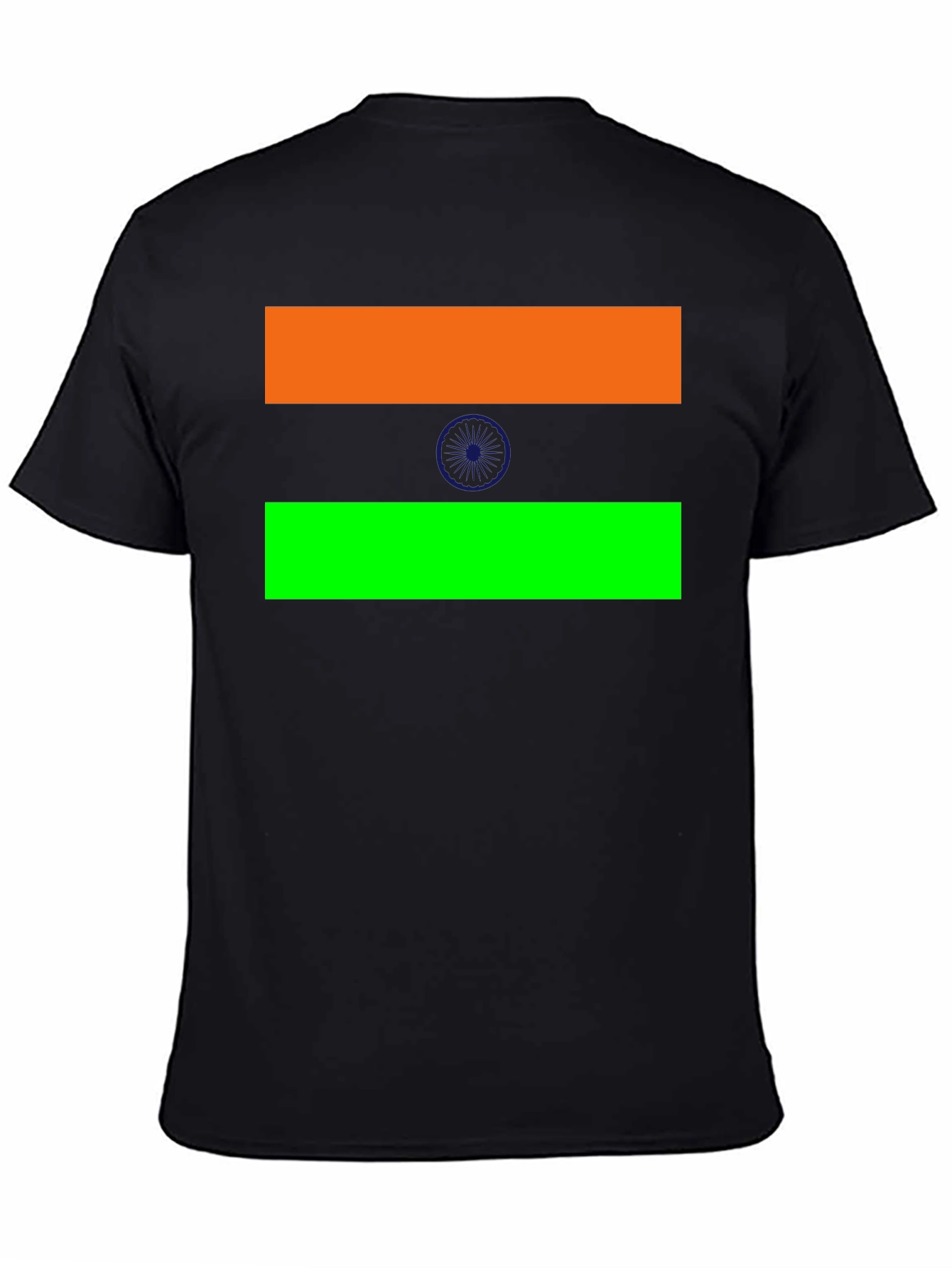 India Flag T-Shirt Black Cotton Tee