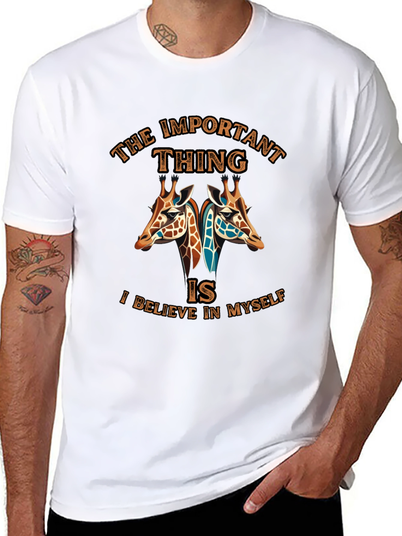 Giraffe Believe in Myself Graphic Tee
