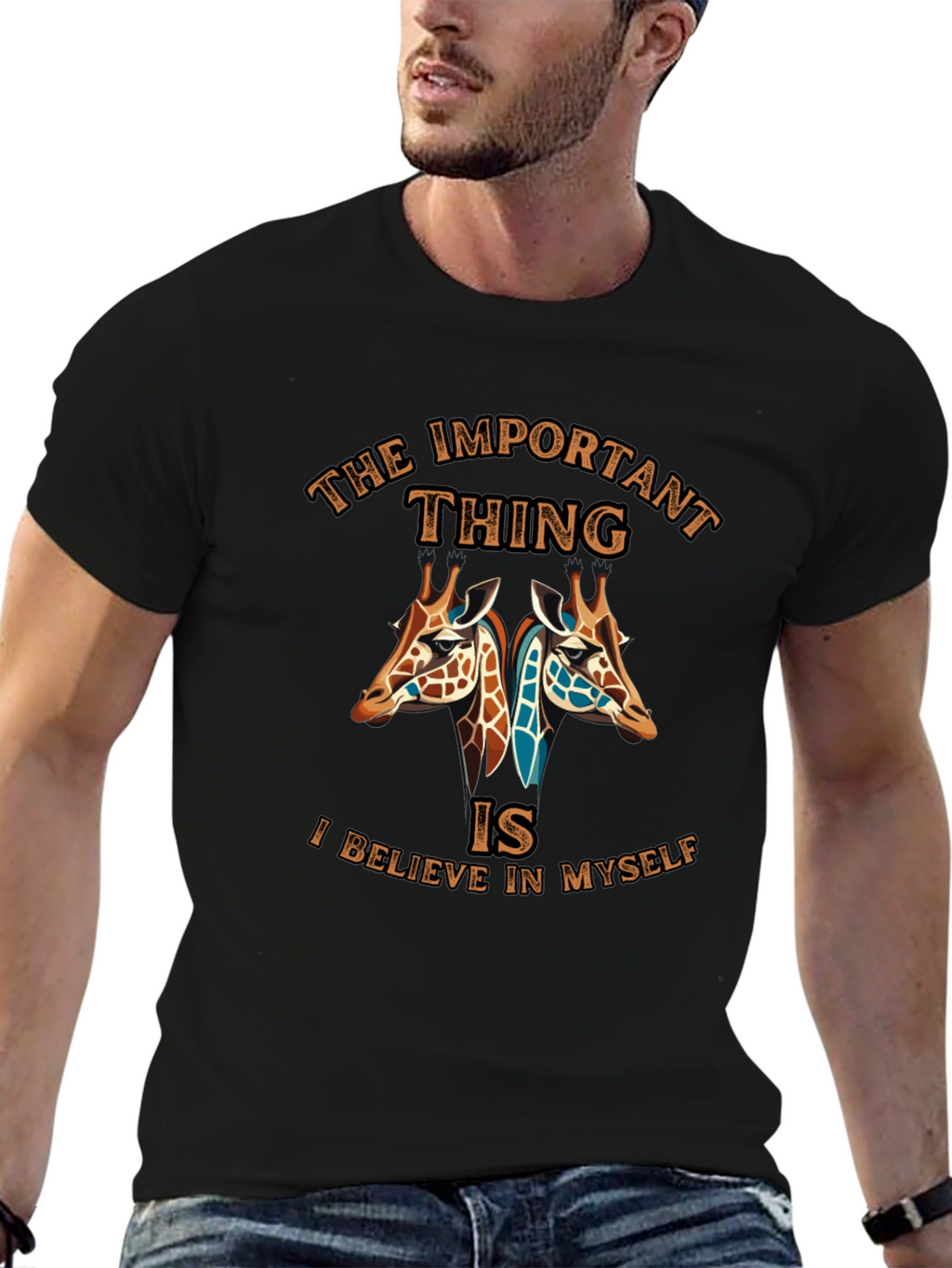 Giraffe Believe in Myself Graphic Tee