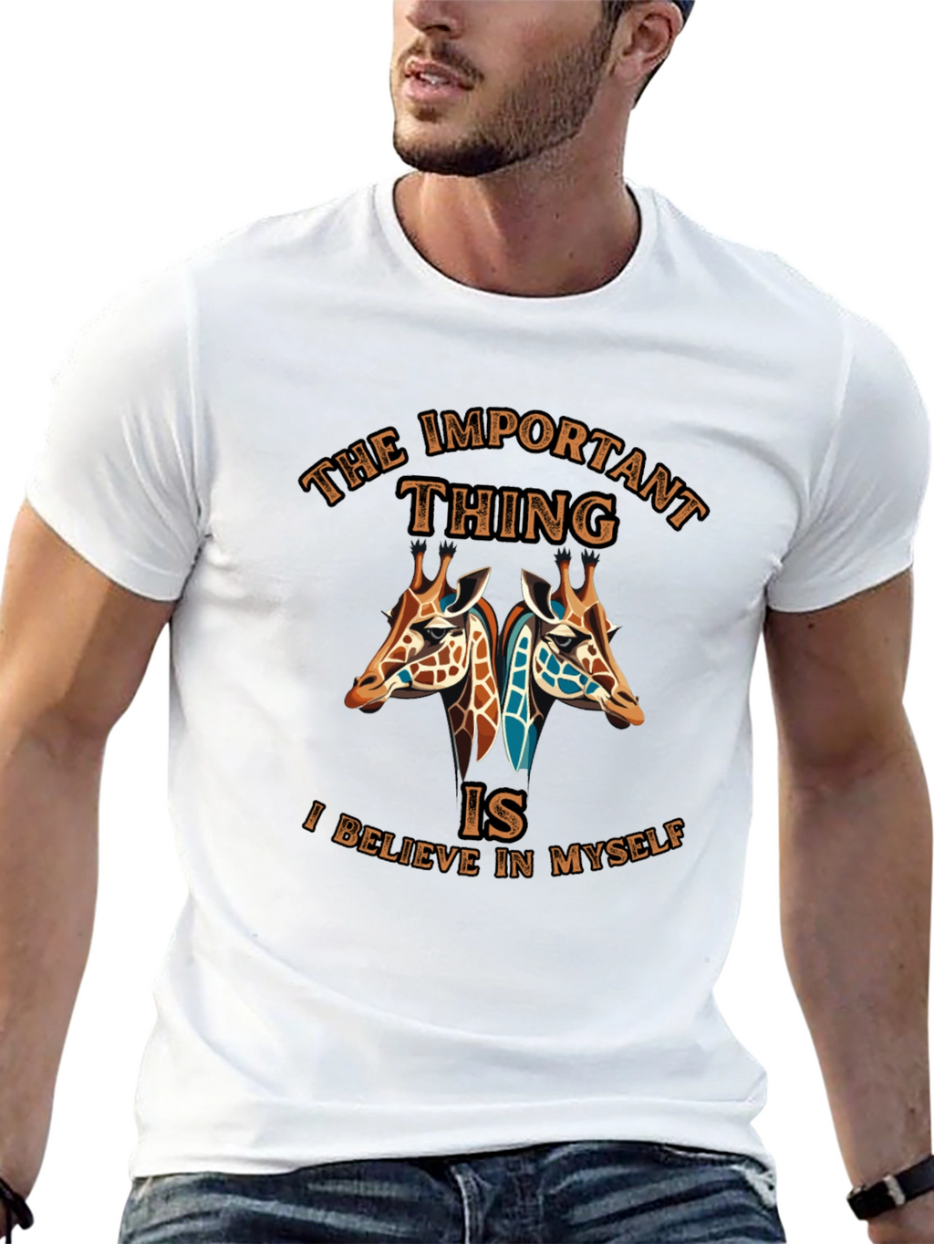 Giraffe Believe in Myself Graphic Tee