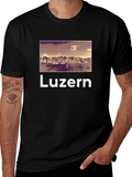 Luzern Cityscape Graphic Tee - Black Cotton T-Shirt