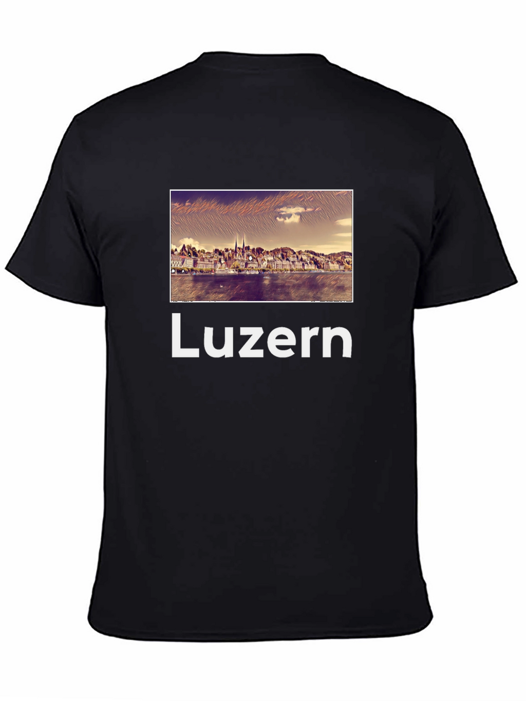 Luzern Cityscape Graphic Tee - Black Cotton T-Shirt