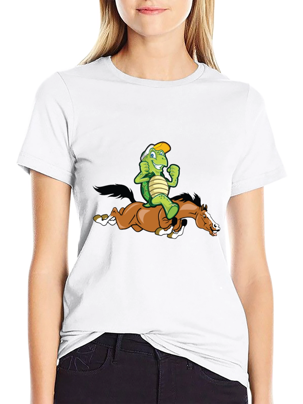 Turtle Riding Horse Graphic Tee - Black