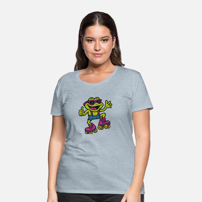A funny retro 90s-style cartoon frog wearing neon