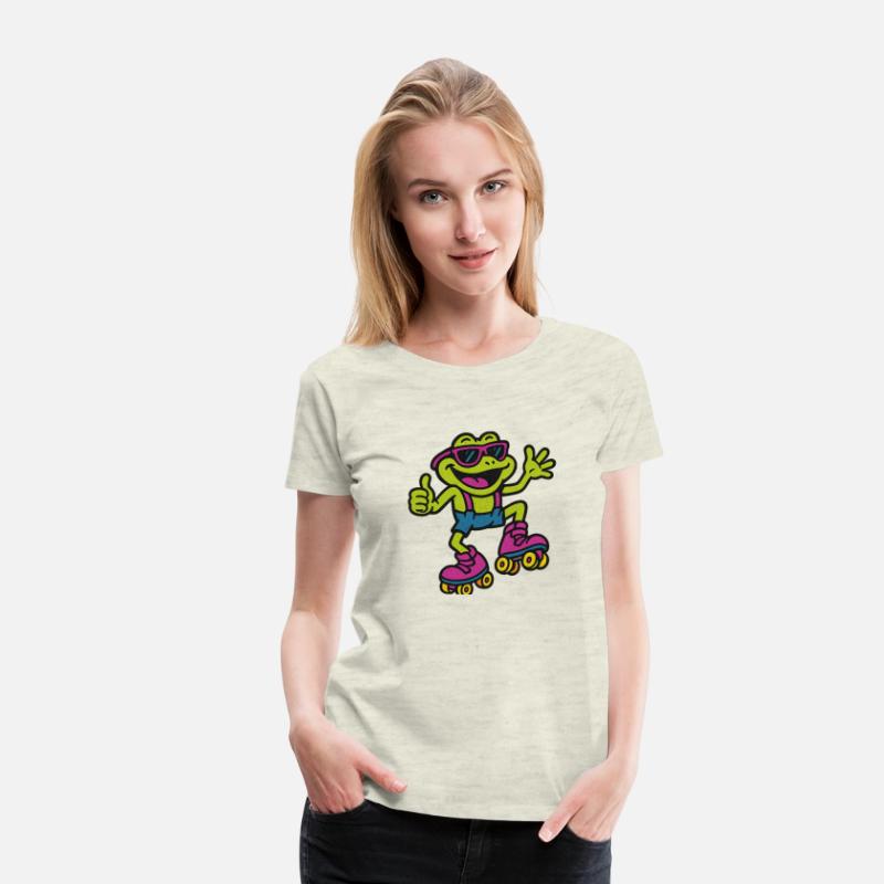 A funny retro 90s-style cartoon frog wearing neon