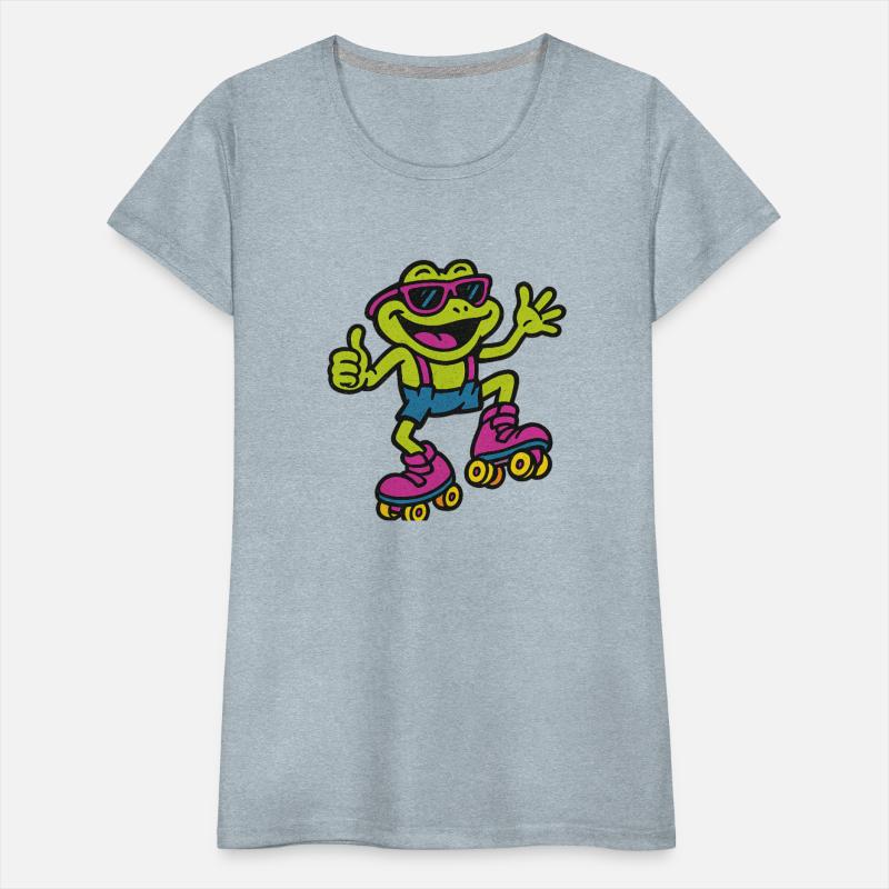 A funny retro 90s-style cartoon frog wearing neon
