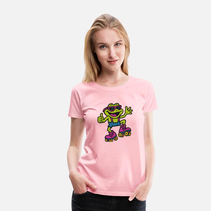 A funny retro 90s-style cartoon frog wearing neon