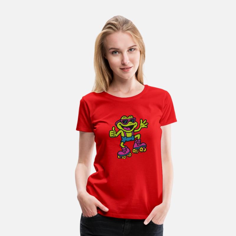 A funny retro 90s-style cartoon frog wearing neon