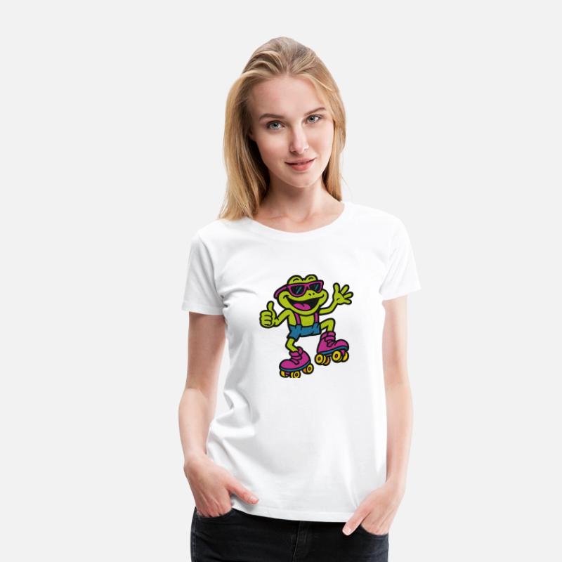 A funny retro 90s-style cartoon frog wearing neon