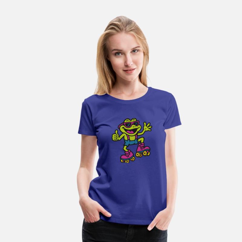 A funny retro 90s-style cartoon frog wearing neon