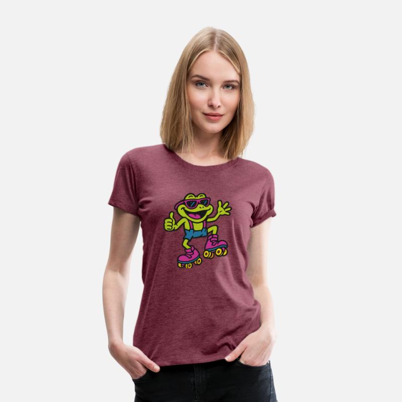 A funny retro 90s-style cartoon frog wearing neon