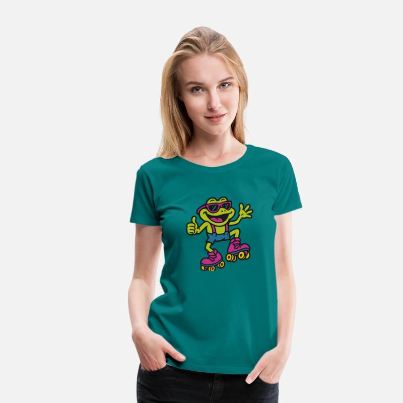 A funny retro 90s-style cartoon frog wearing neon