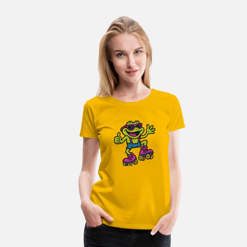 A funny retro 90s-style cartoon frog wearing neon