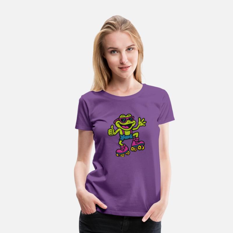 A funny retro 90s-style cartoon frog wearing neon