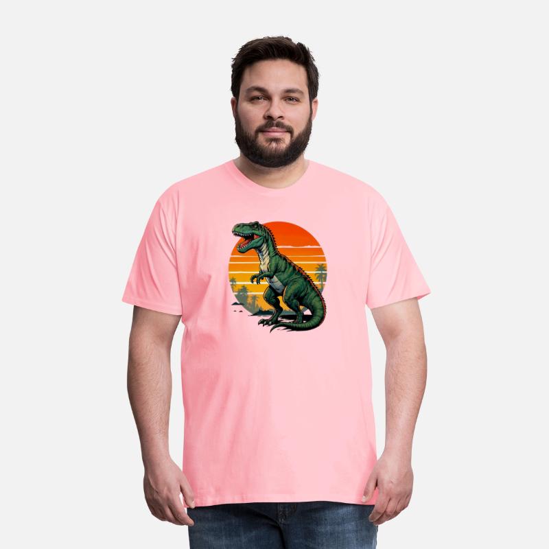 A T Rex dinosaur in front of the sun