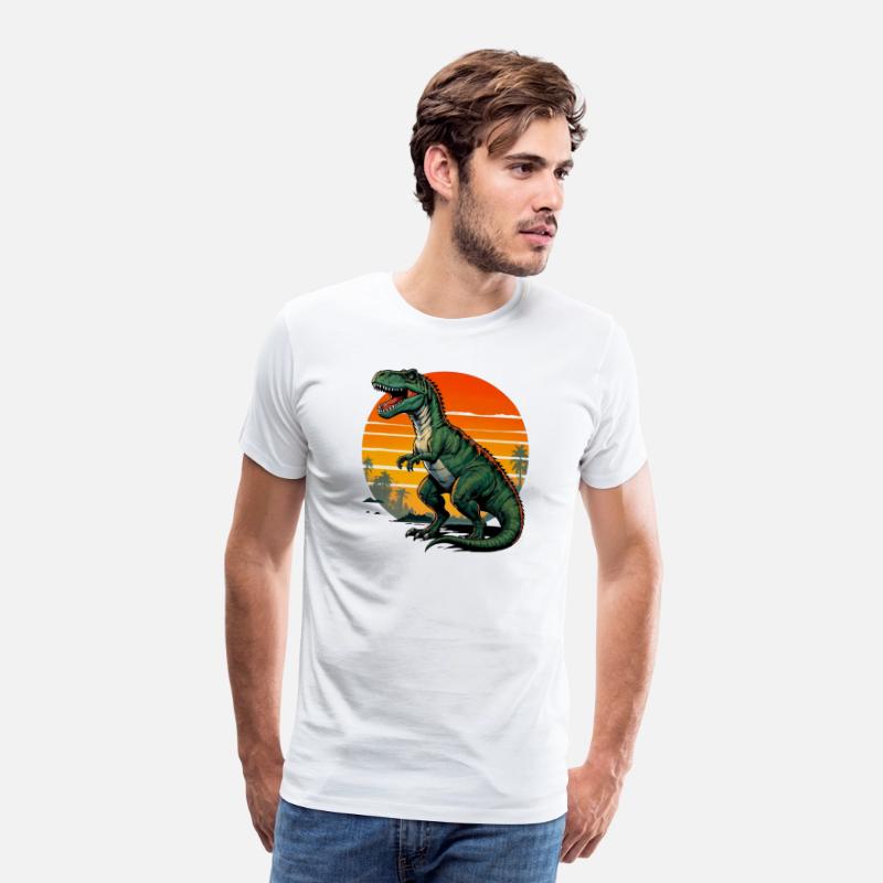 A T Rex dinosaur in front of the sun