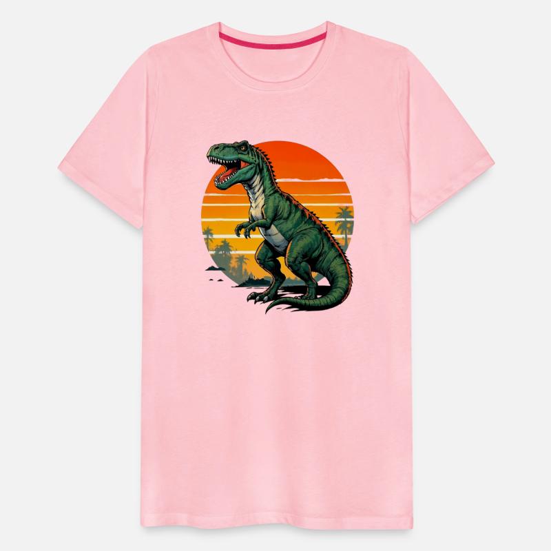 A T Rex dinosaur in front of the sun