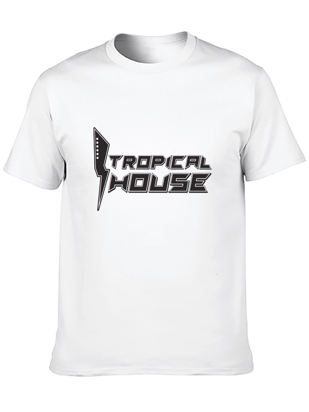 Tropical House Graphic Black T-Shirt