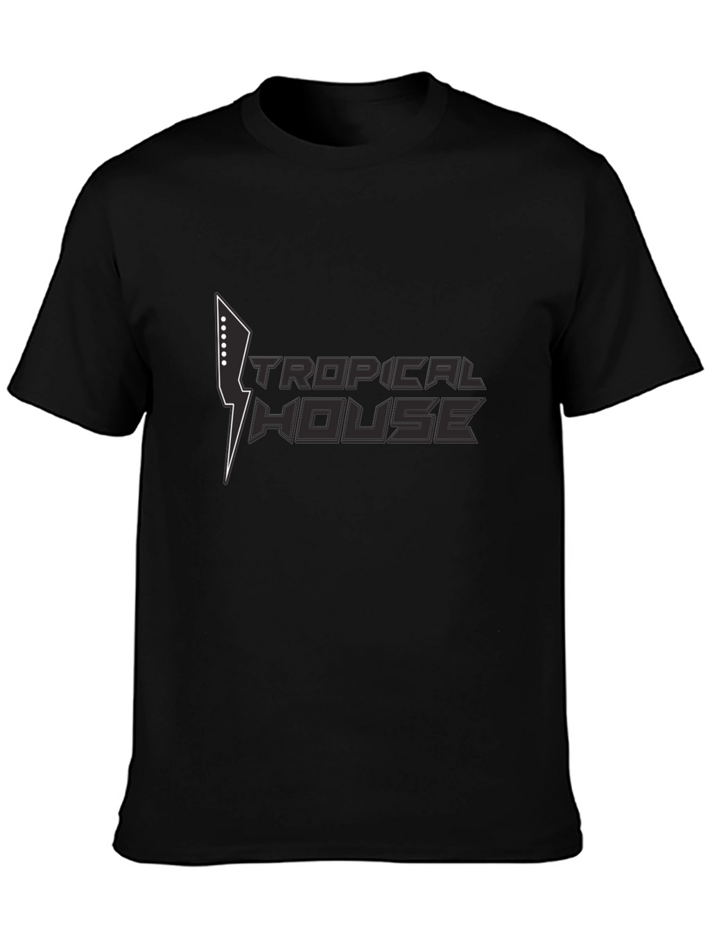 Tropical House Graphic Black T-Shirt